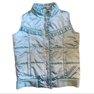 Hanna Andersson Girls SZ 160/XL Light Blue Ruffled Snap Down Puffer Vest…